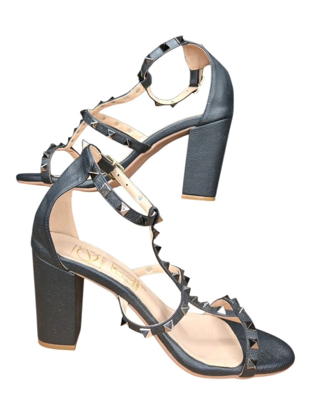 Everglades Womens Black Miami Studded Open Toe Strappy Carla Sandals Heels 9